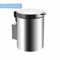 Ведро круглое 5л хромированное с плавным доводчиком крышки, из нержавеющей стали с ручкой,